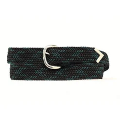 Braided Black Green Web Belt