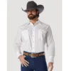 Wrangler Solid White Pearl Snap Shirt