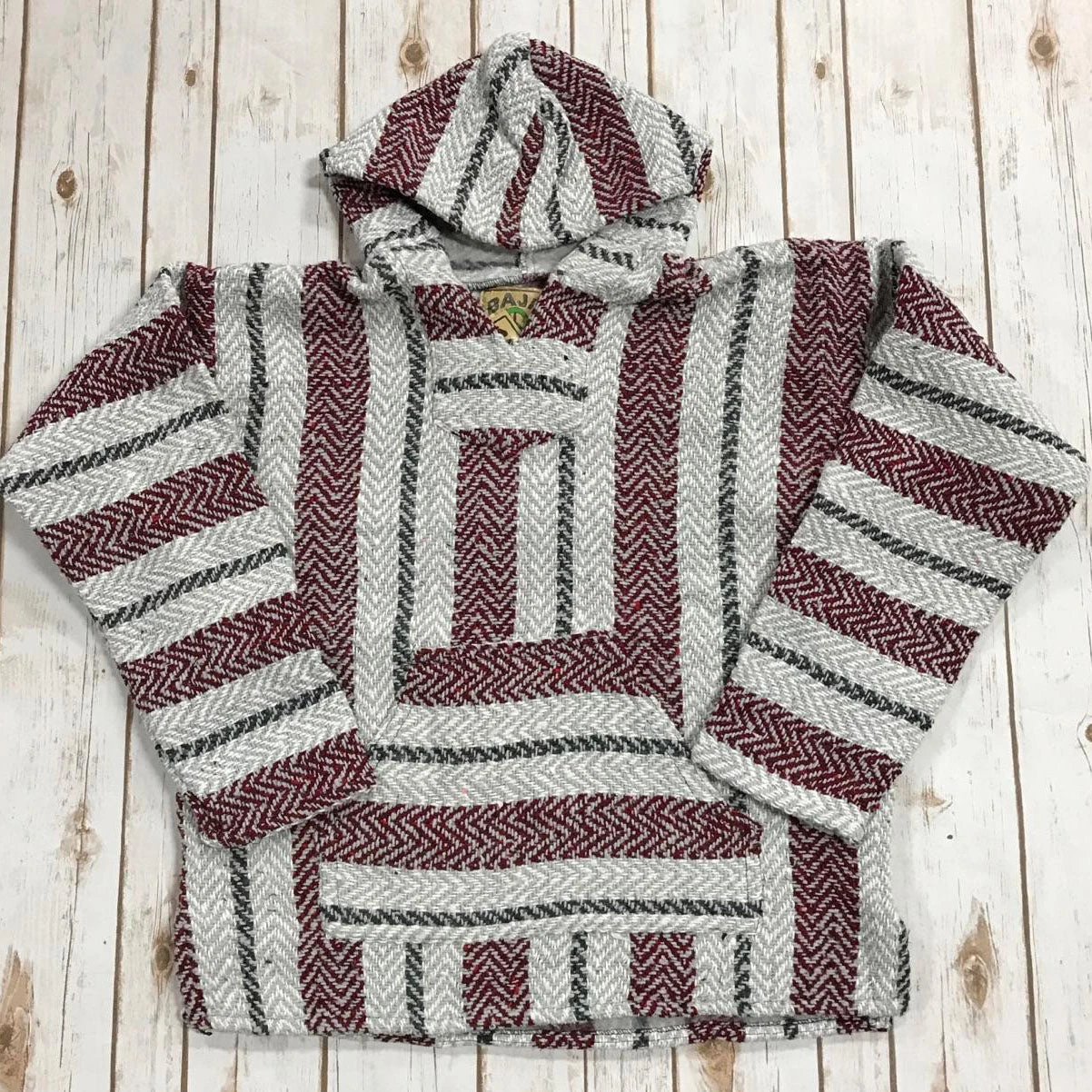 Burgundy And Grey Baja Pullover 1 Burgundy And Grey Baja Pullover