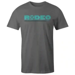 Hooey Grey Tee With Turquoise Rodeo Logo