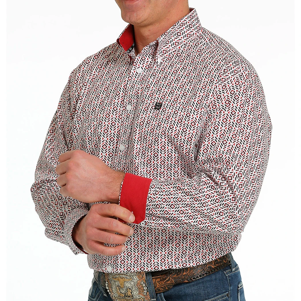 Cinch Red/White/Black L/S Print Shirt 2 Cinch Red/White/Black L/S Print Shirt - Image 2