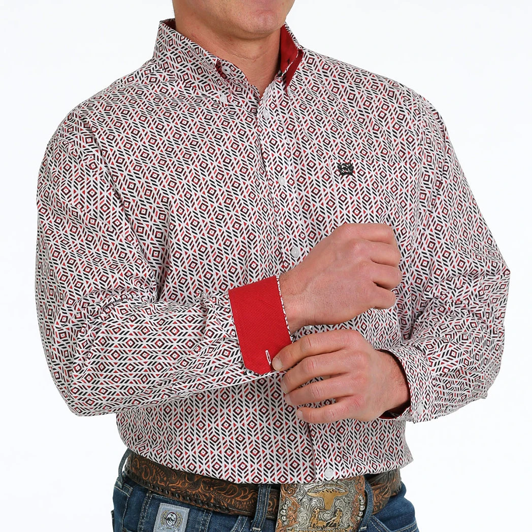 Cinch Red/White/Black L/S Print Shirt 1 Cinch Red/White/Black L/S Print Shirt