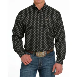 Cinch Men's Black Diamond Print Shirt