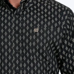 Cinch Men's Black Diamond Print Shirt -Cheap Dusty Wear Store MTW1105531 4