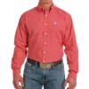 Cinch Men's Red Geometric Print Long Sleeve