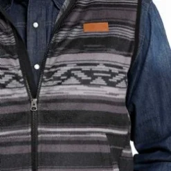 Cinch Men's Black & Grey Fleece Vest -Cheap Dusty Wear Store MWV15850023