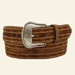 Nocona Brown And Barb Wire Edge Hide Belt