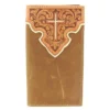Nocona Men's Brown Tooled Cross Overlay Checkbook