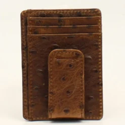 Nocona Western Men's Money Clip Vintage Ostrich Brown