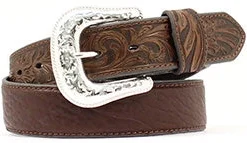 Nocona Men's Brown Bullhide Floral Belt