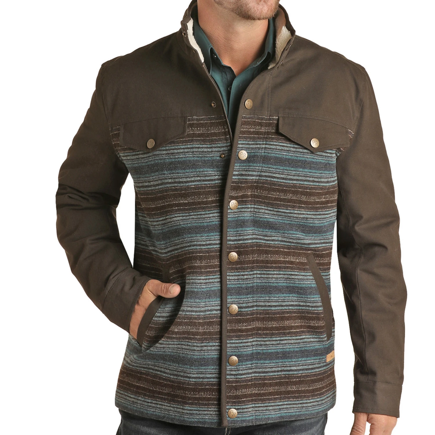 Powder River Men's Canvas And Wool Serape Jacket 1 Powder River Men's Canvas And Wool Serape Jacket