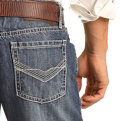 Rock & Roll Cowboy Medium Wash Vintage Stackable Bootcut Jeans -Cheap Dusty Wear Store RRMDTBR1G0 1