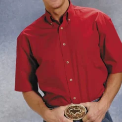 ROPER Karman Western Apparel Solid Red Short Sleeve