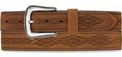 Tony Lama Men's Brown Navajo Blanket Tooled Belt