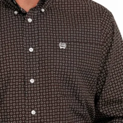 Cinch Men's Brown Geometric Shirt -Cheap Dusty Wear Store mtw1105487 4 216 detail