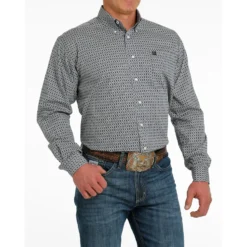 Cinch Grey Geometric Pattern Shirt -Cheap Dusty Wear Store mtw1105518 3 543 detail