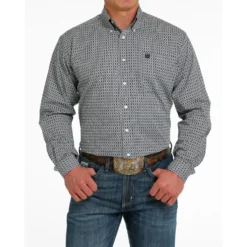 Cinch Grey Geometric Pattern Shirt