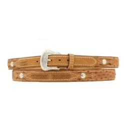 Nocona Men's Brown Ostrich And Lace Overlay Belt