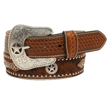 Nocona Men's Brown Hair And Star Belt 1 Nocona Men's Brown Hair And Star Belt
